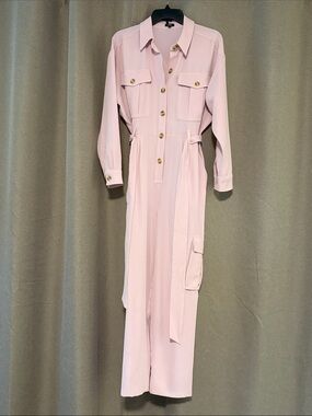 Express Pale Pink Utility Jumpsuit